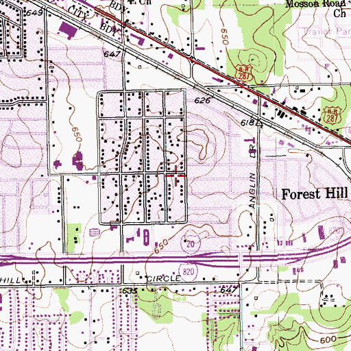 Topographic Map of Forest Hill Fire and Rescue, TX
