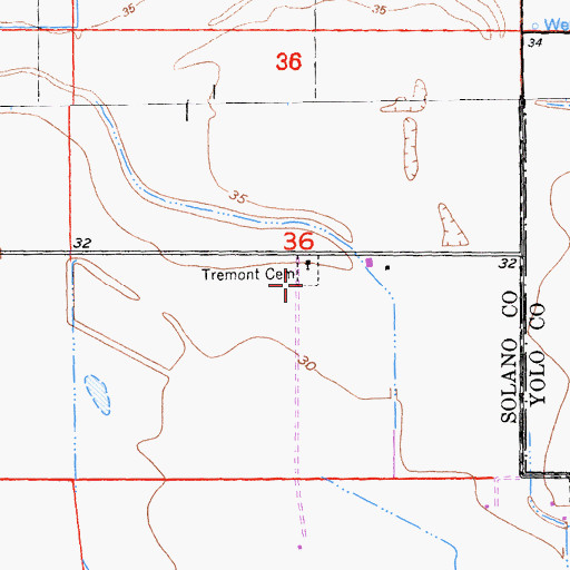 Topographic Map of Tremont Cemetery, CA