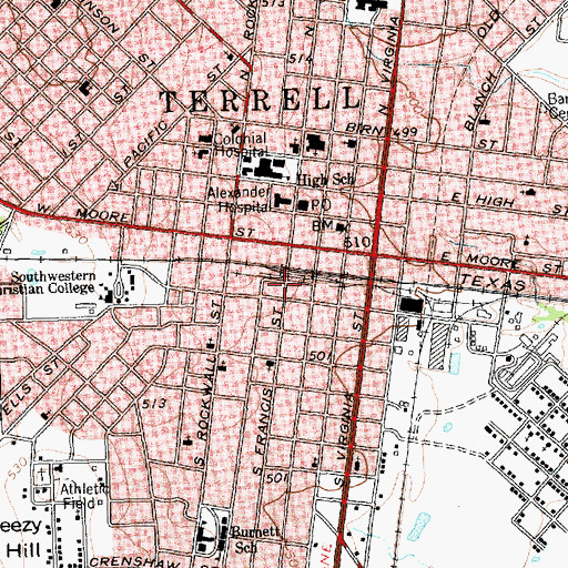 Topographic Map of Kaufman County Emergency Services Unit, TX