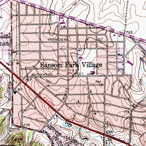 Topographic Map of Sansom Park Fire and Rescue, TX