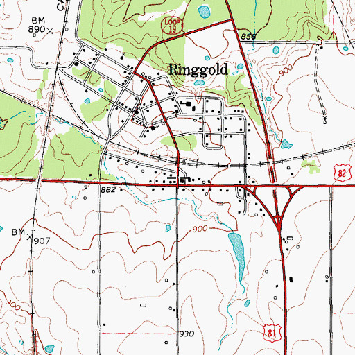 Topographic Map of Ringgold Volunteer Fire Department, TX