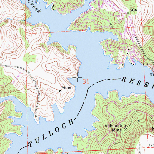 Topographic Map of Tulloch Reservoir, CA