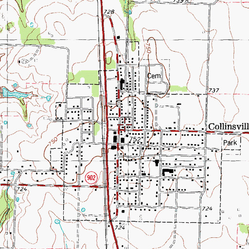 Topographic Map of Collinsville Volunteer Fire Department, TX