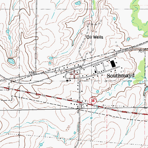 Topographic Map of Southmayd Volunteer Fire Department, TX
