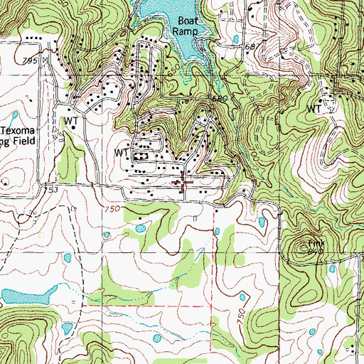 Topographic Map of Preston Volunteer Emergency Medical Services Station 2, TX