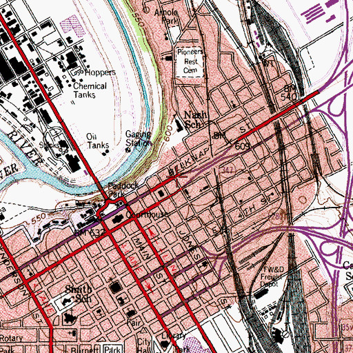 Topographic Map of Fort Worth Fire Department Station 1, TX