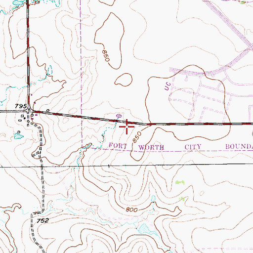 Topographic Map of Fort Worth Fire Department Station 36, TX