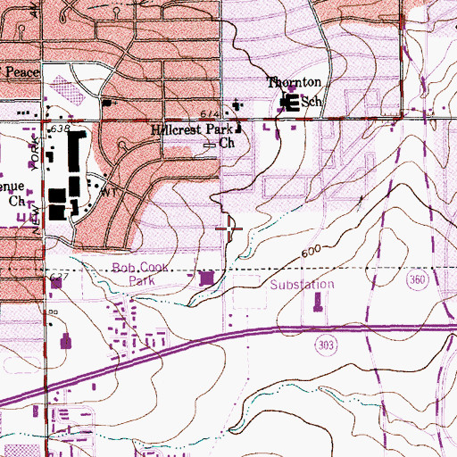 Topographic Map of Arlington Fire Department Station 2, TX
