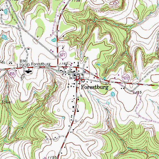 Topographic Map of Forestburg Volunteer Fire Department, TX