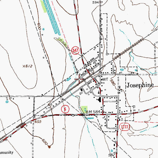 Topographic Map of Josephine Volunteer Fire Department, TX