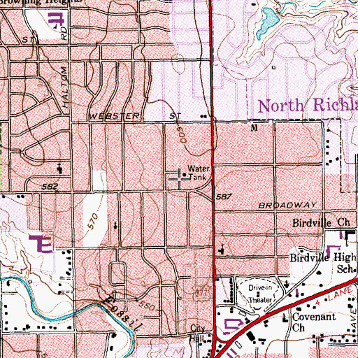 Topographic Map of Haltom Fire and Rescue Station 1, TX