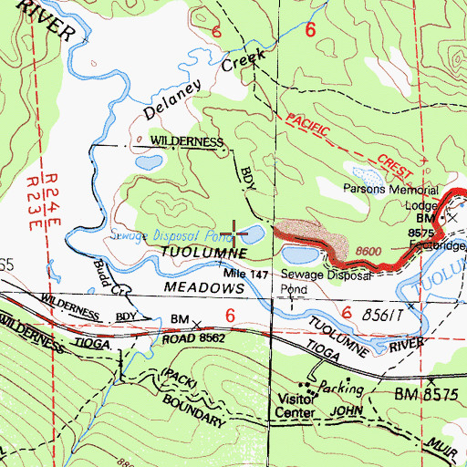 Topographic Map of Tuolumne Meadows, CA