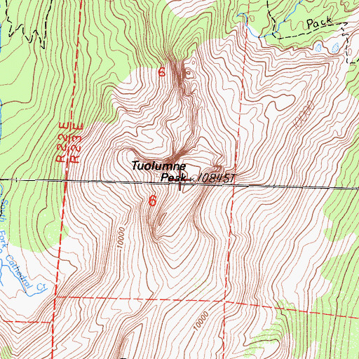 Topographic Map of Tuolumne Peak, CA