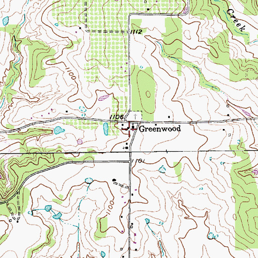 Topographic Map of Greenwood Rural Volunteer Fire Department, TX