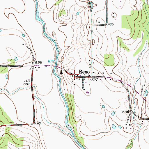 Topographic Map of Reno Volunteer Fire Department, TX