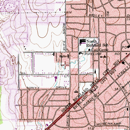 Topographic Map of North Richland Hills Fire Department Station 2, TX