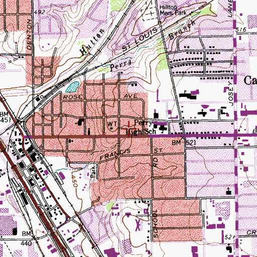 Topographic Map of Carrollton Fire Department Station 1, TX