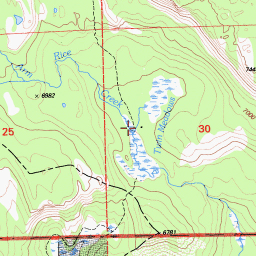 Topographic Map of Twin Meadows, CA