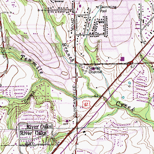 Topographic Map of Duncanville Fire Department Station 2, TX