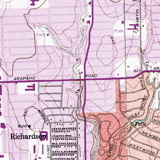 Topographic Map of Richardson Fire Department Station 2, TX
