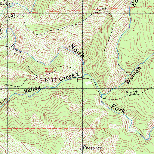 Topographic Map of Twin Valley Creek, CA