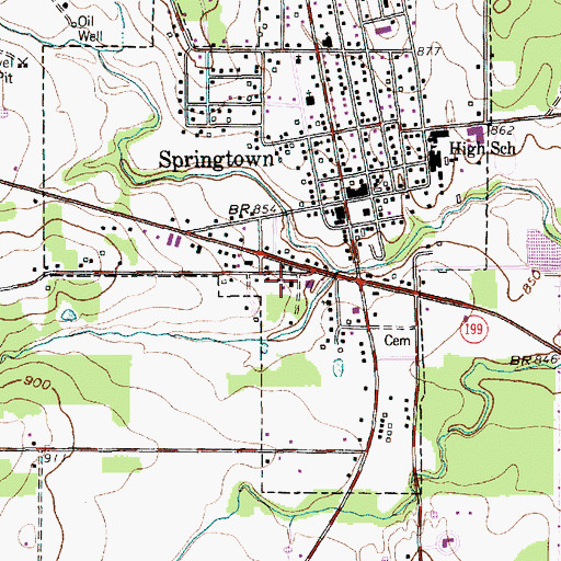 Topographic Map of Springtown Volunteer Fire Department Station 1, TX