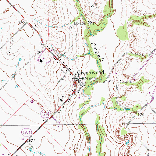 Topographic Map of Greenwood - Slidell Volunteer Fire Department Station 2, TX
