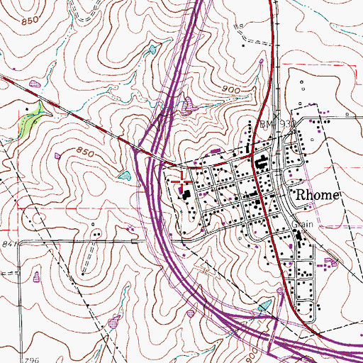Topographic Map of Rhome Volunteer Fire Department, TX