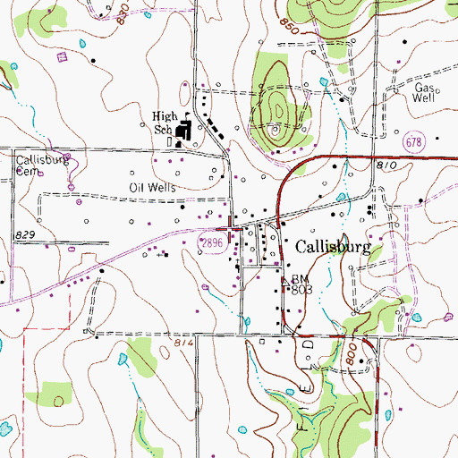 Topographic Map of Callisburg Volunteer Fire Department, TX