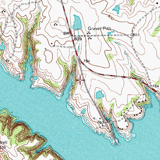 Topographic Map of Moss Lake Volunteer Fire Department, TX