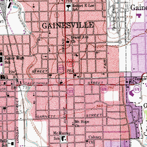 Topographic Map of Gainesville Fire Department Station 2, TX