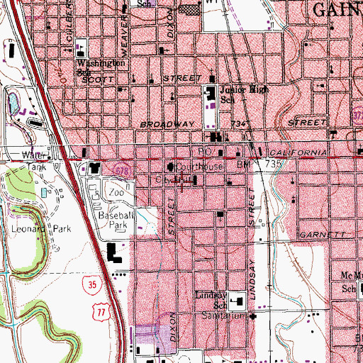 Topographic Map of Gainesville Fire Department Station 3, TX