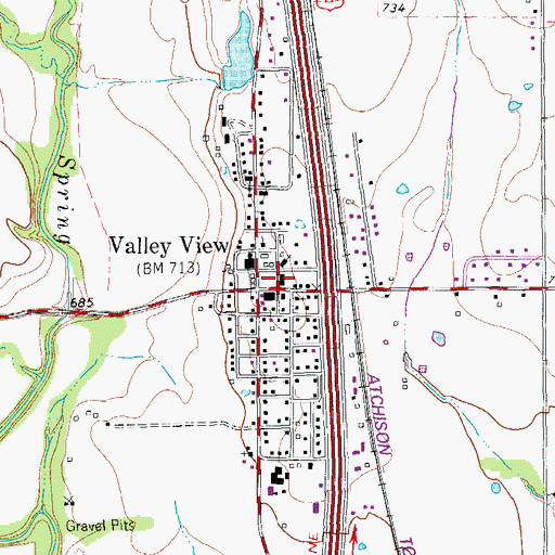 Topographic Map of Valley View Volunteer Fire Department, TX