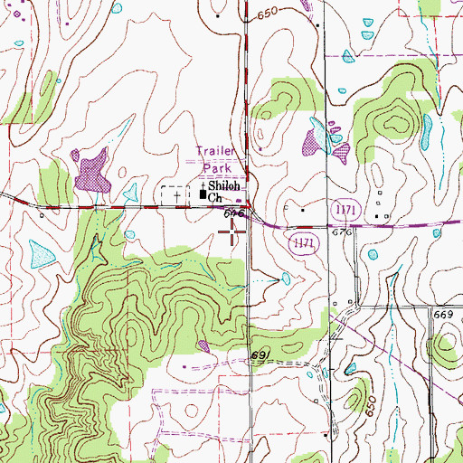 Topographic Map of Flower Mound Fire Department Station 2, TX