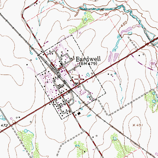 Topographic Map of Bardwell Area Volunteer Fire Department, TX