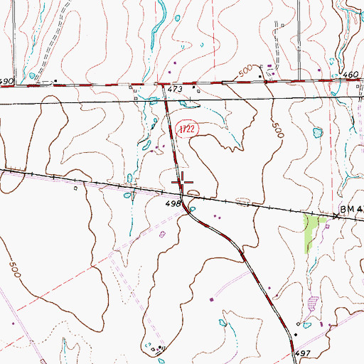 Topographic Map of Garrett Area Rural Volunteer Fire Department Main Station, TX