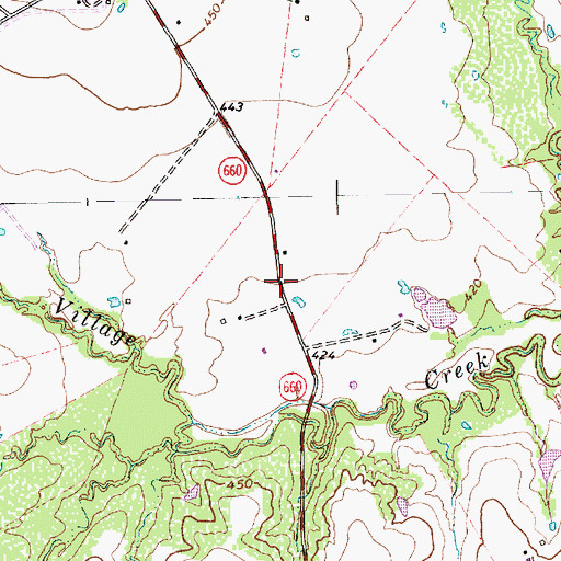Topographic Map of Garrett Area Rural Volunteer Fire Department Substation, TX
