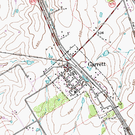 Topographic Map of Garrett Volunteer Fire Department, TX