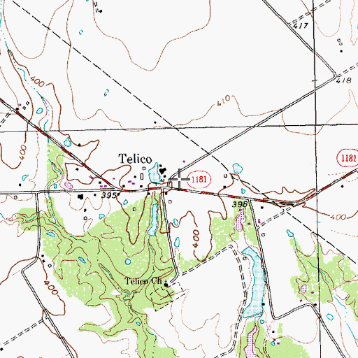 Topographic Map of Telico Volunteer Fire Department, TX