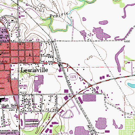 Topographic Map of Lewisville Fire Department Station 2, TX