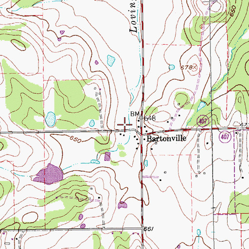 Topographic Map of Argyle Volunteer Fire District Station 512, TX