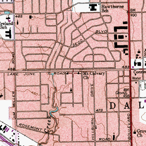 Topographic Map of Dallas Fire - Rescue Station 34, TX