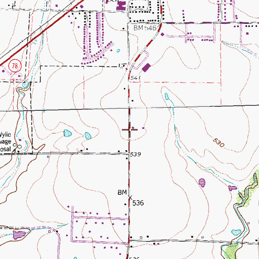 Topographic Map of Wylie Fire Department Station 1, TX