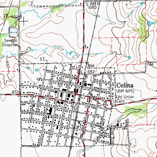 Topographic Map of Celina Fire Department, TX