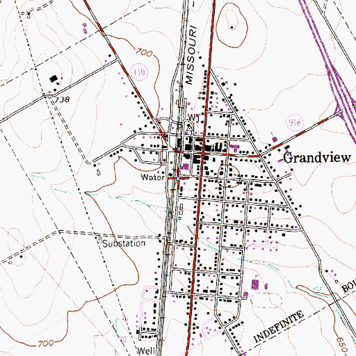Topographic Map of Grandview Volunteer Fire Department, TX