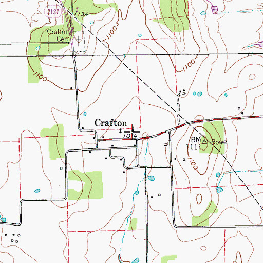 Topographic Map of Crafton Volunteer Fire Department, TX