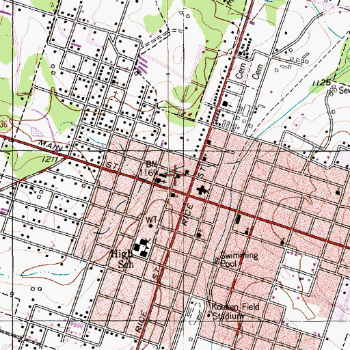 Topographic Map of Hamilton Volunteer Fire Department, TX