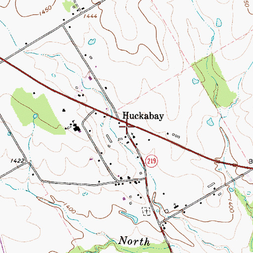 Topographic Map of Huckabay Volunteer Fire Department, TX