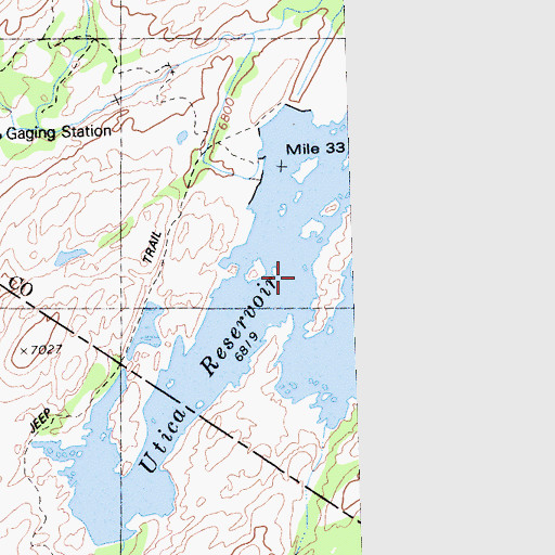 Topographic Map of Utica Reservoir, CA