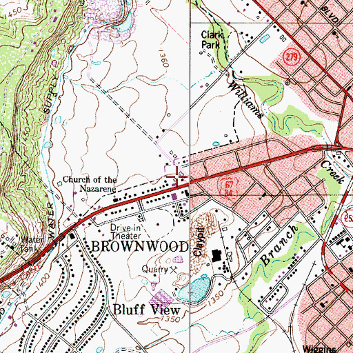 Topographic Map of Brownwood Fire Marshal's Office, TX
